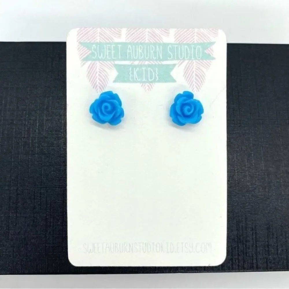 Sweet Auburn Studio Kid’s Light Blue Rose Stud Earrings
